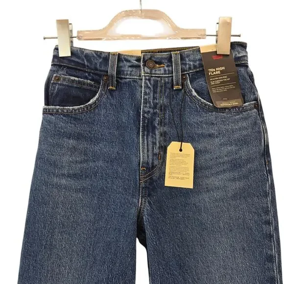 Levi's Premium Jeans Womens 24 70's High Flare NEW Rockabilly Cowgirl Bohemian - Picture 3 of 15